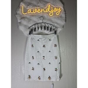 Banana Republic Pineapple Flower Embellished Beaded Pencil Skirt Size 2 $128 MSR